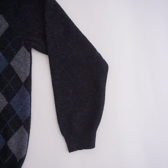 Vintage '90S Brooks Brothers Navy Argyle 100% Lambswool V-Neck Knit Sweater L - Picture 9 of 10